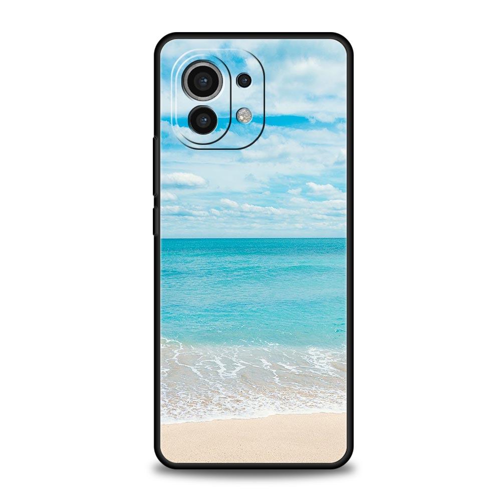 Meerblau Himmel Strand Handyhülle Für Xiaomi 13 12 11 Lite 12T 11T 10T 9T Mi Poco X5 M4 M3 X4 X3 Pro F5 F4 F3 GT 5G Schwarze Hülle