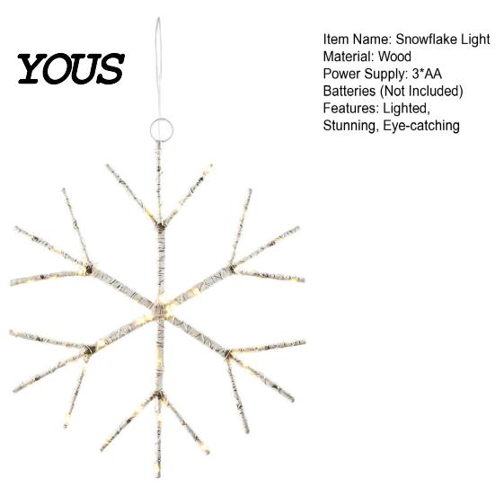 Christmas Wall Hanging Lights Lighted Snowflake Decoration, LED Shaped Wooden Tree Winter Seasonal Room Decorations Branch Light for Window
