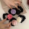 Satin Rose Hair Tie Headwear, High Elastic Hair Tie Headband, Korean Flower