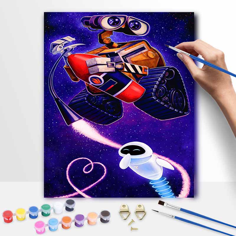 Disney WallE EVE digital oil painting diy handpainted coloring painting home decoration gift for lover romantic starry sky wall art