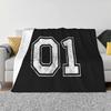 Number 01 Fashion Soft Warm Flannel Blanket 2001 Numbers Sports Football Soccer Varsity Vintage Retro Cool Fan Team Paulsdesign