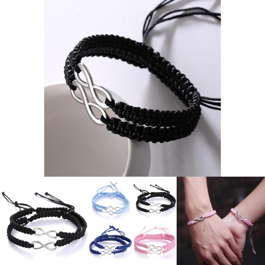 Handgefertigte Unendlichkeits-Symbol-Armbänder mit verstellbarem geflochtenem Design für Paare und als Geschenk