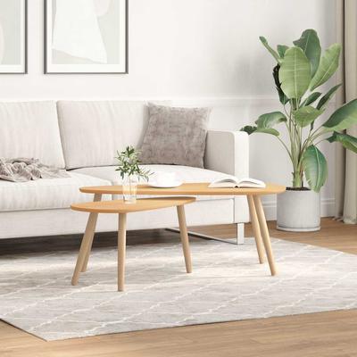 Vidaxl Coffee Table Set, 2 Pcs, Brown, Solid Pine Wood