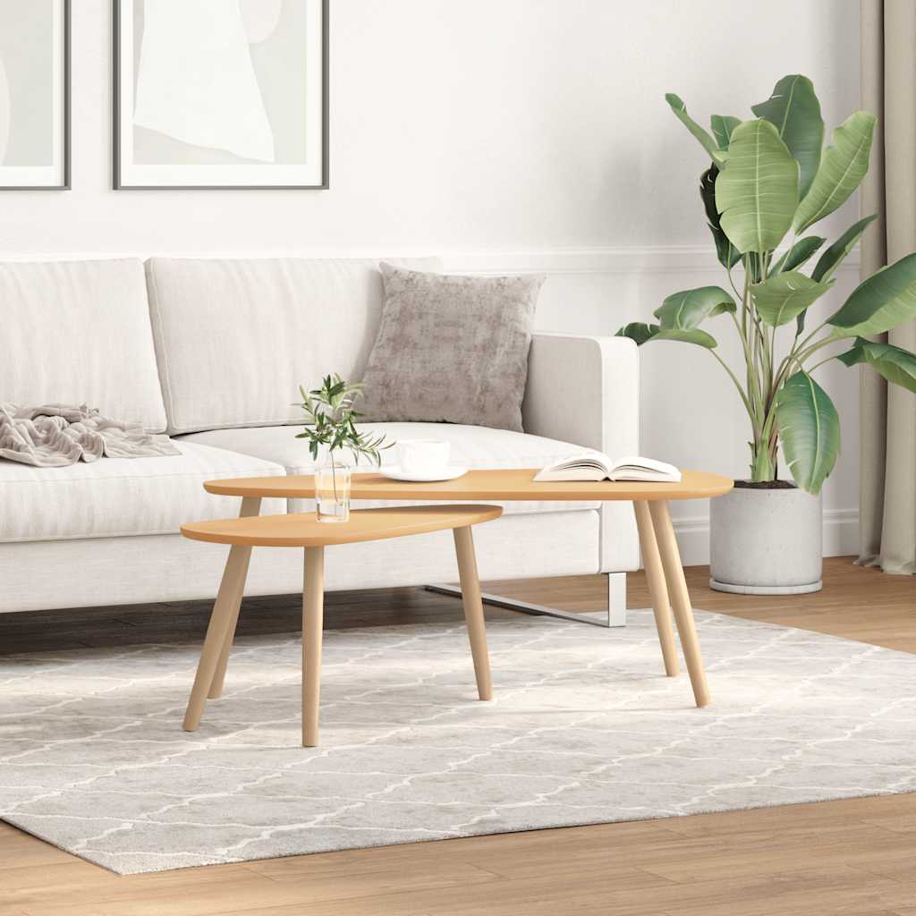 Vidaxl Coffee Table Set, 2 Pcs, Brown, Solid Pine Wood