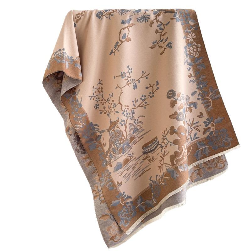 Star Scarf Women's Chinese Landscape Painting Shawl Temperament Warm Versatile Autumn and Winter Imitation Cashmere Long Scarf
