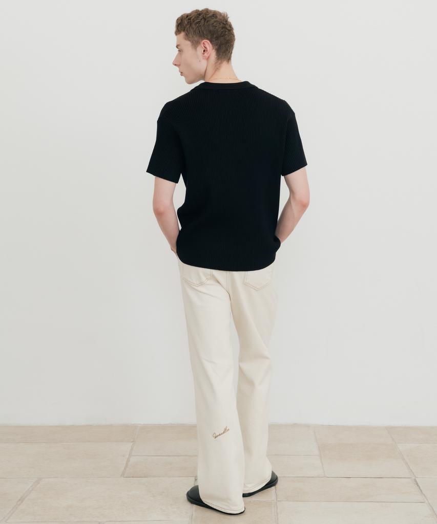 SSIN AND LEE Lounge Half Knit Polo Shirt Black