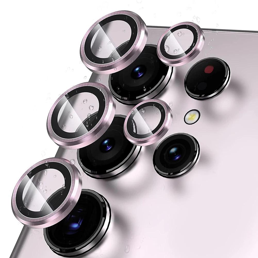 

Для Samsung Galaxy S23 Ultra S23 Защитная пленка для объектива камеры из закаленного стекла с защитой от царапин и металлическим кольцом для объектива розовый