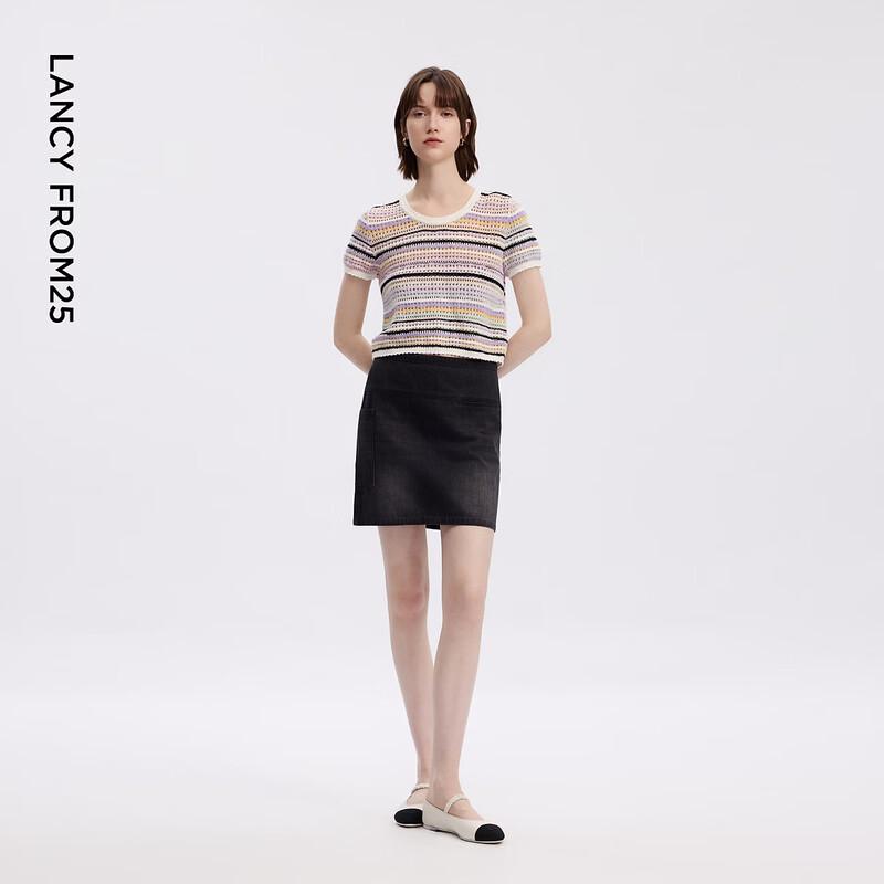 Women's French Style Hollow-out Ribbed Knit Top