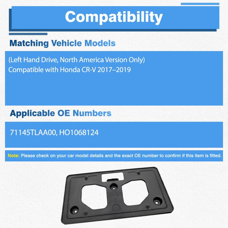 Car Front Bumper License Plate Frame Mounting Bracket Holder Accessories For Honda CR-V 2017 2018 71145TLAA00 HO1068124