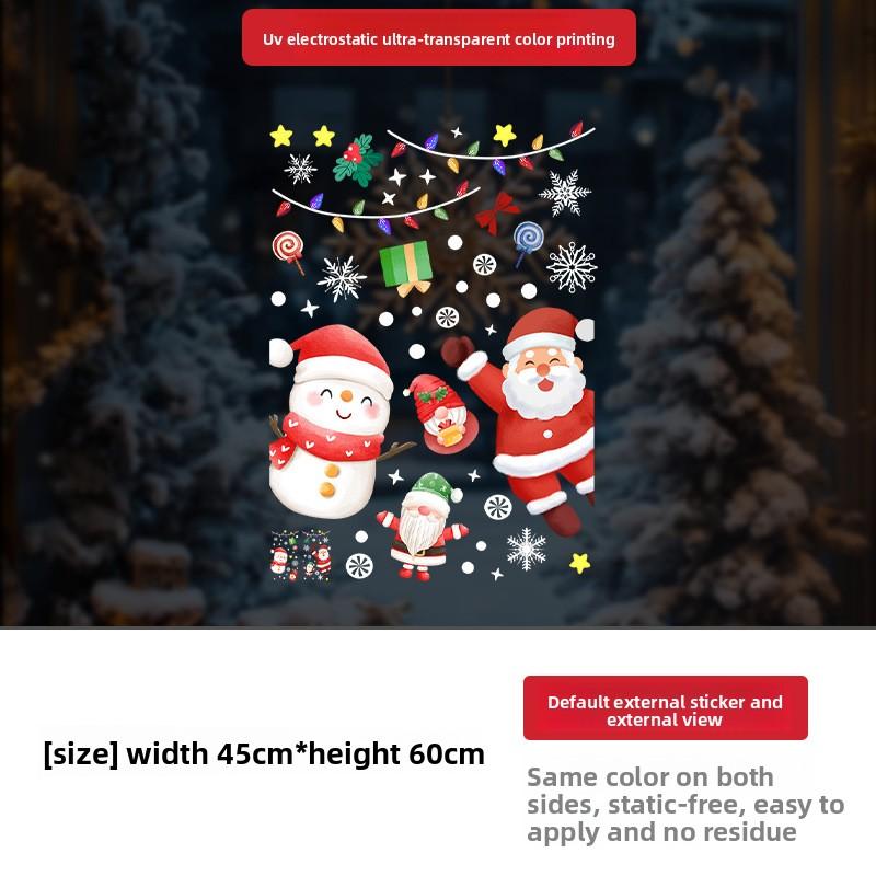 

Атмосфера Санта-Клауса, Праздничное украшение, Антистатичные стеклянные окна, Наклейки для украшения витрины снеговиком