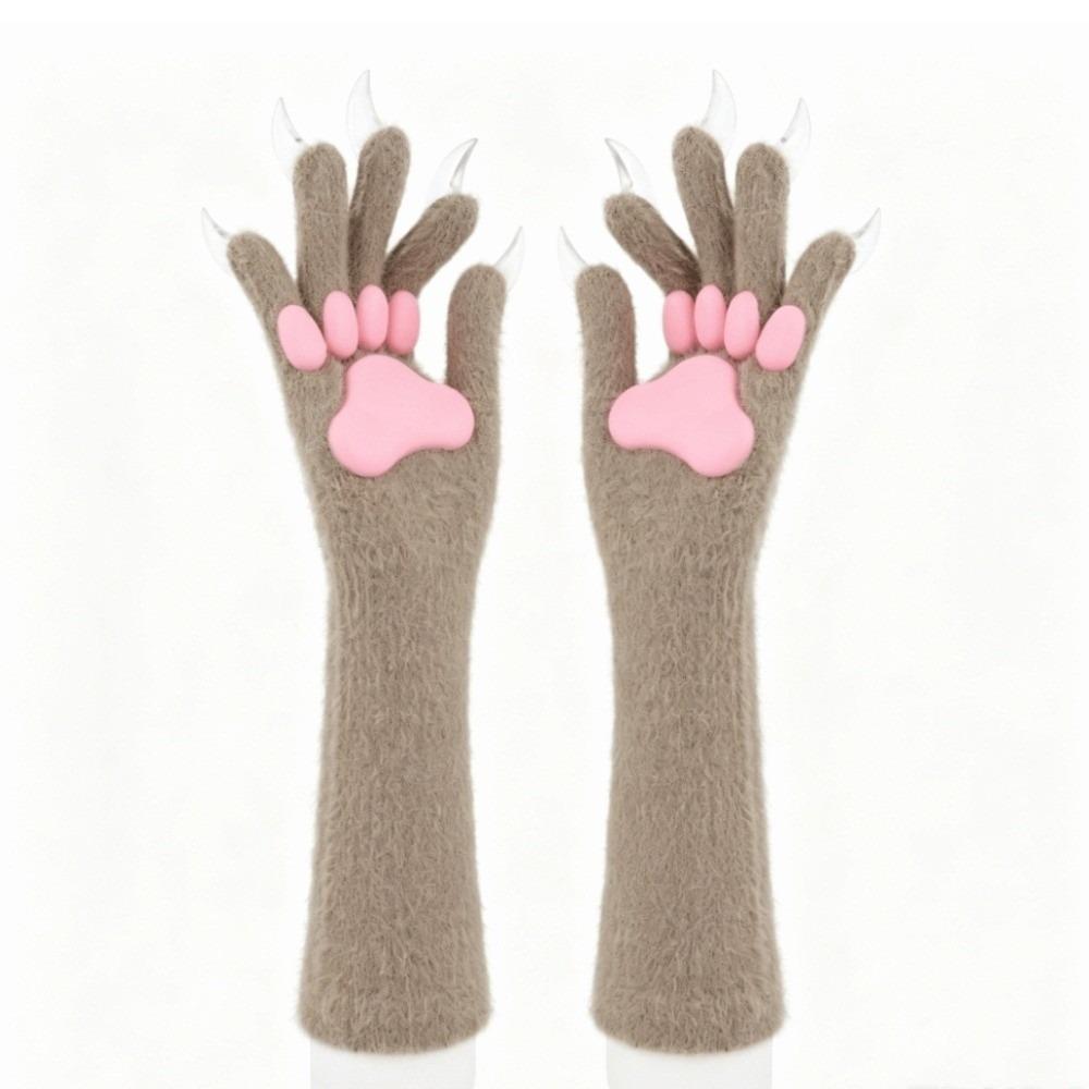 Lange Tierklaue Handhandschuhe Silikon-Pfotenpolster Plüschhandschuhe Neue Katzenklaue Handschuhe Verkleidung