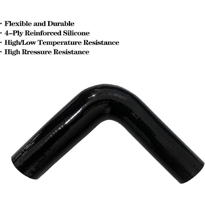 ID 1.5" To 1.75" 90 Degree Reducer Silicone Elbow Coupler, 7" Leg Length (178mm) Universal 4-Ply Reinforced Silicone Radiator Hose Reducer Intake