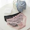 Sexy Mid Waist Mesh Girl Cotton Crotch Lace Printed Briefs Women Intimates Bow Panties Heart