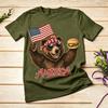 American Flag Bear Burger Graphic TShirt for Unisex Unisex 100 Cotton Casual Summer Streetwear Gift