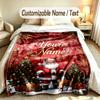 Christmas Theme Soft Blanket Personalized Custom Name Text Print Warm Blanket Home Sofa Bedroom Decor