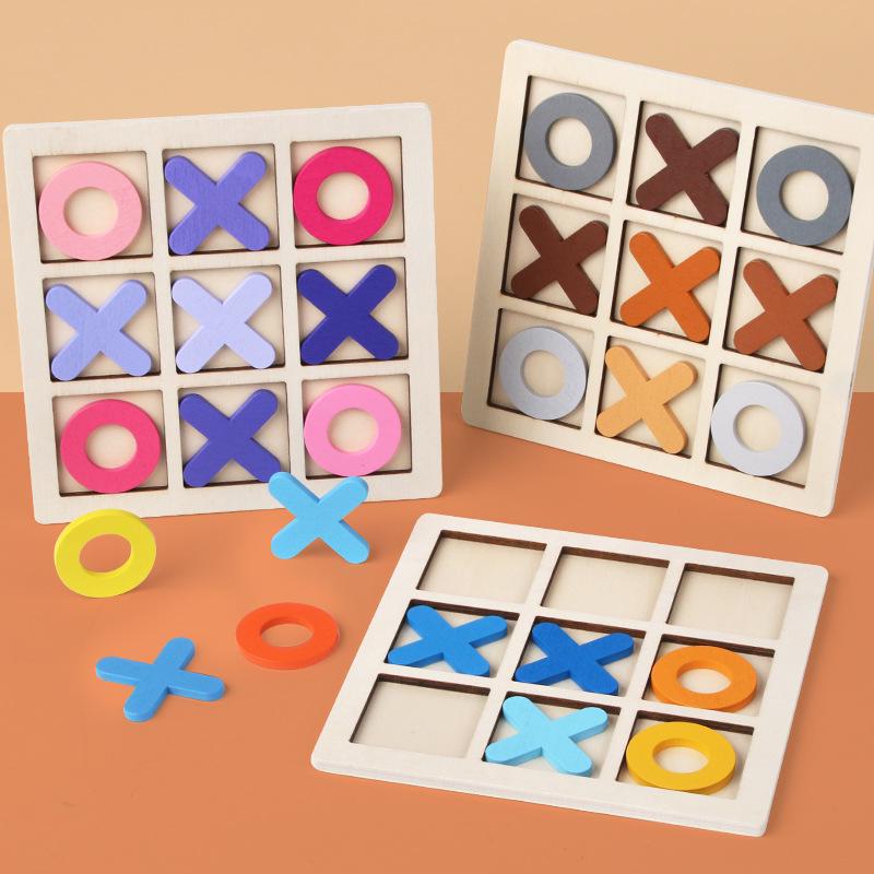 Wooden Tic-Tac-Toe Game for Kids: Educational Nine-Square Board, Parent-Child Interactive Toy
