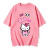 2026 Summer Hot Slae Trendy Cute Hello Kitty Pink Bows Graphic Couple Tshirts Streetwear Family Matching Parentchild Clothing