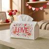 1pc Elegant Floral Valentine's Day Tissue Box with Red Heart Lid & Pink Flowers - Rectangular Decorative Holder Suitable for Holiday Parties, Home Dec