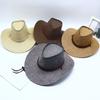 New Curved Brim Western Cowboy Hat Ethnic Large Top Hat Tibetan Style Roll Brim Cowgirl Cap For Women Men