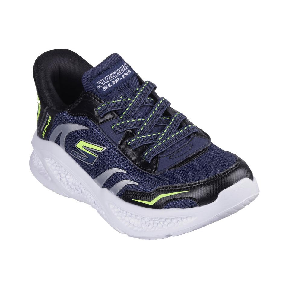 Skechers Kids S-Lights: Meteor Lights Comfortable Versatile Low-Top Casual Shoes Kids Sneaker Blue Black 403848L-NVBK