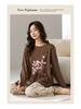 Women's Long Sleeve, Long Pants Pajama Set - Round Neck, Lycra Cotton, Lightweight, Simple Style, Autumn Homewear, Two-Piece Set