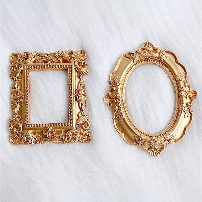 Mini Gold Picture Frame Victorian Small Resin Antique Photo Frame Tiny Baroques Ornate Frame Without Glass or Backing