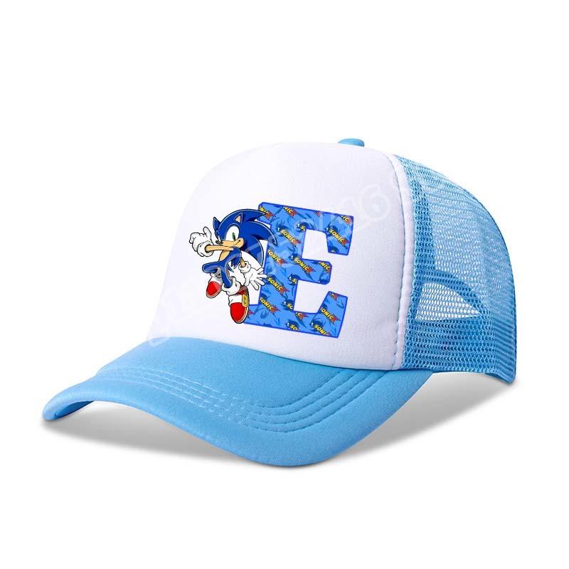 Child Baseball Caps Sonics Anime Letter A-Z Print Sun Hats Boys Girls Summer Casual Hat Child Adult Adjustable Peaked Cap Gifts