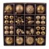 Christmas Baubles Shatterproof Christmas Tree Bauble Ornaments Gold Set 60 Pcs
