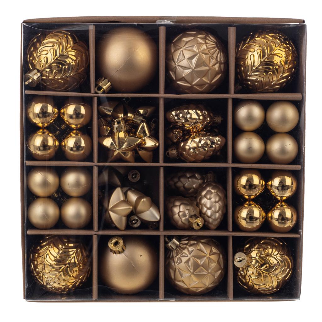 Christmas Baubles Shatterproof Christmas Tree Bauble Ornaments Gold Set 60 Pcs