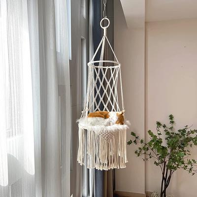 Große Makramee-Katzenhängematte, Makramee-Hängeschaukel, Katzen-/Hundebett, Korb, Heimtier-/Katzenzubehör, Hunde-/Katzenhaus, Welpenbett, Geschenk