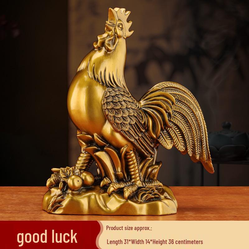 Prosperous Golden Rooster Ornament: Zodiac Rooster Display for Living Room or Office