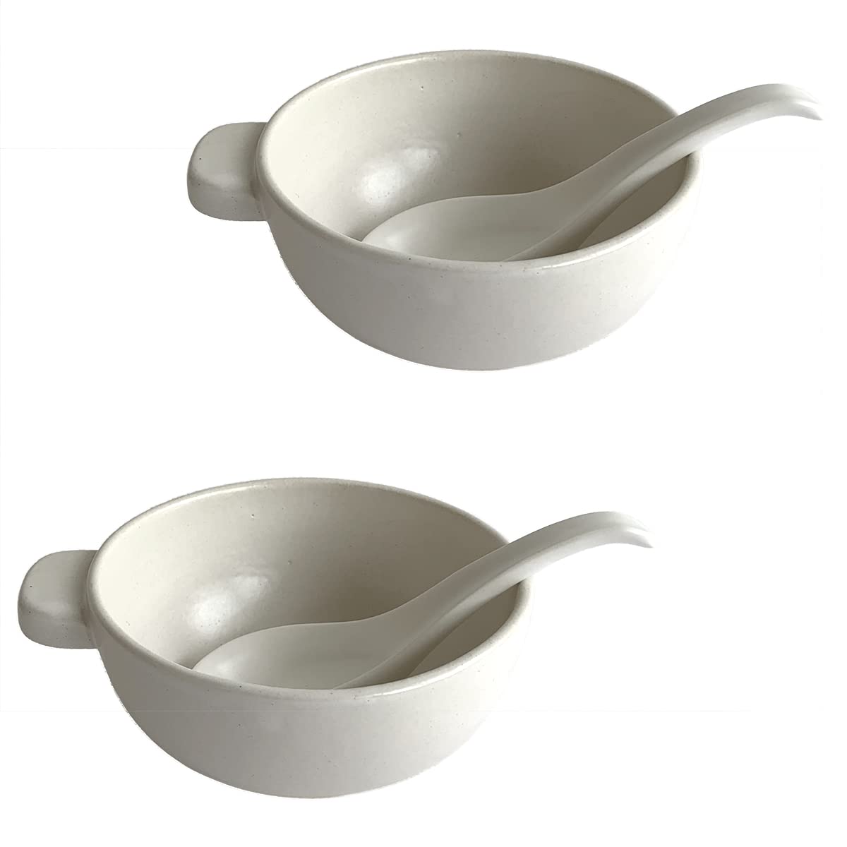 

Kamoshika Douguten Tonburi and Rice Bowl Set for 2, 2 Side Plates and Small Bowls, Banko Ware, Made in Japan, White