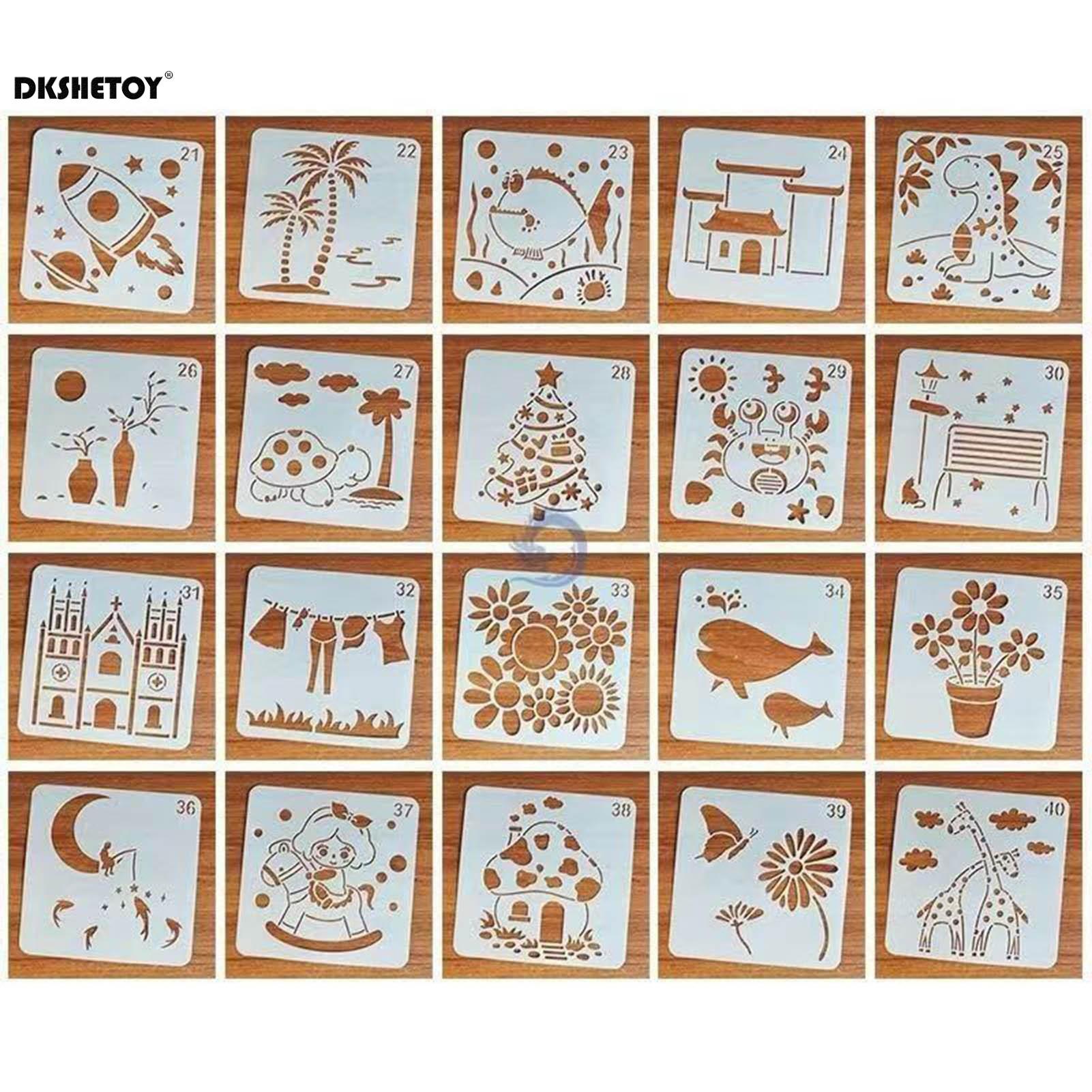 

20 шт. Трафареты для DIY, тема «Растения», шаблоны для рисования, многоразовые, материал ПЭТ, художественный трафарет для краски, для взрослых, детей, мебели, стен