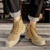 Herren High Top Britischer Stil Herbst Arbeitsschuhe Mid-Top Stiefel Lederstiefel Leder Kurzstiefel