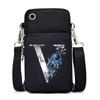 Blue Roses Alphabet Print Small Shoulder Bag 26 Letters Mini Crossbody Phone Bag for Women