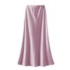 Women's French-Style Satin Midi Skirt - Light Luxury, High-Waist, Bodycon Mermaid Design for Spring and Autumn