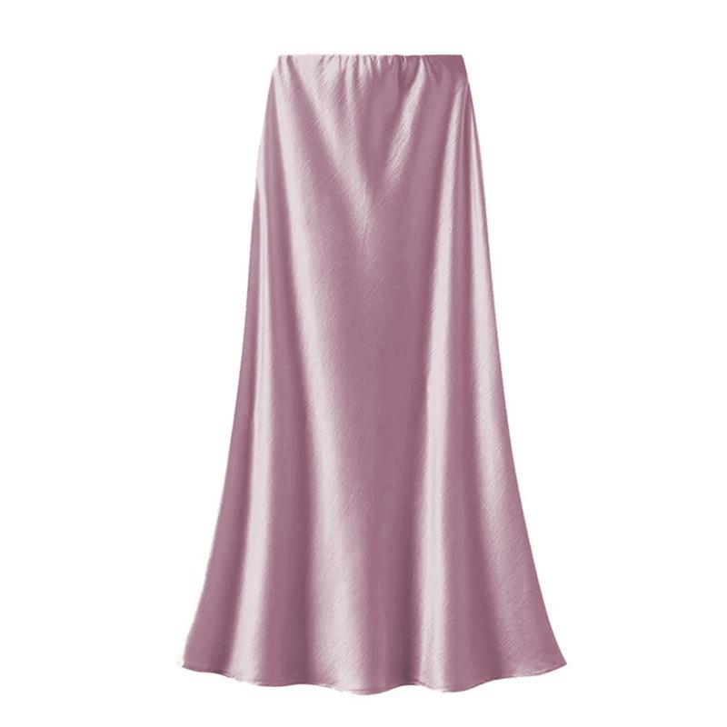 Women's French-Style Satin Midi Skirt - Light Luxury, High-Waist, Bodycon Mermaid Design for Spring and Autumn