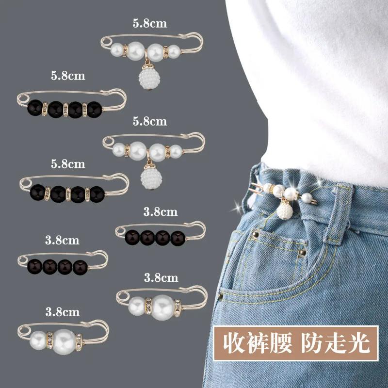 53pcs/20/8/6/1 New Pearls Pin Brooch For Women Waist Tighting Clip Safety Pin Brooch Sweater Cardigan Buckle Brooches Jewelry Gift