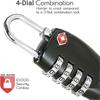 Suitcase Locks - 1, 2, 3, 4, 5, 6 Pack 4-Dial Travel Combination Security Padlock for Suitcases Luggage Case Bag Code Lock - Black (Pack of 2)