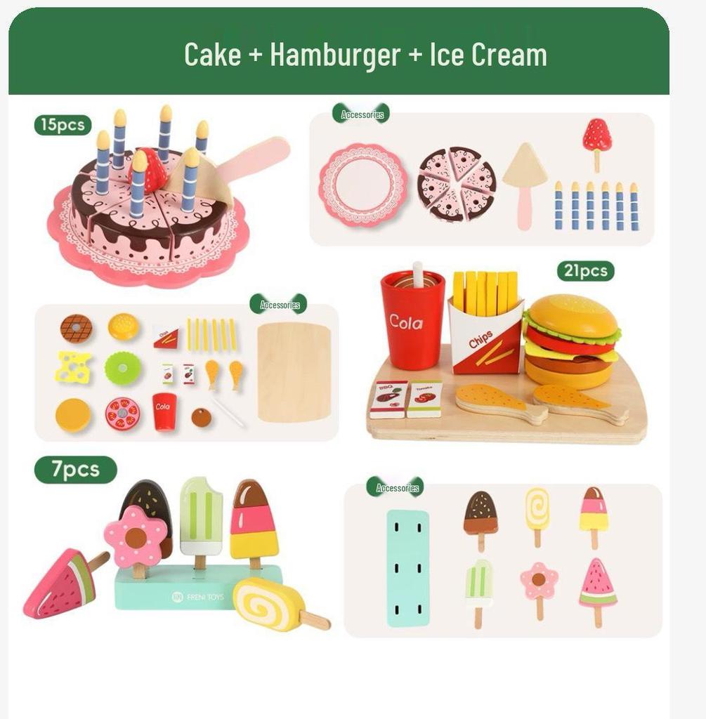 Wooden Kids' Educational Toys: Role-Playing Simulation with Fruits and Vegetables Cut Game