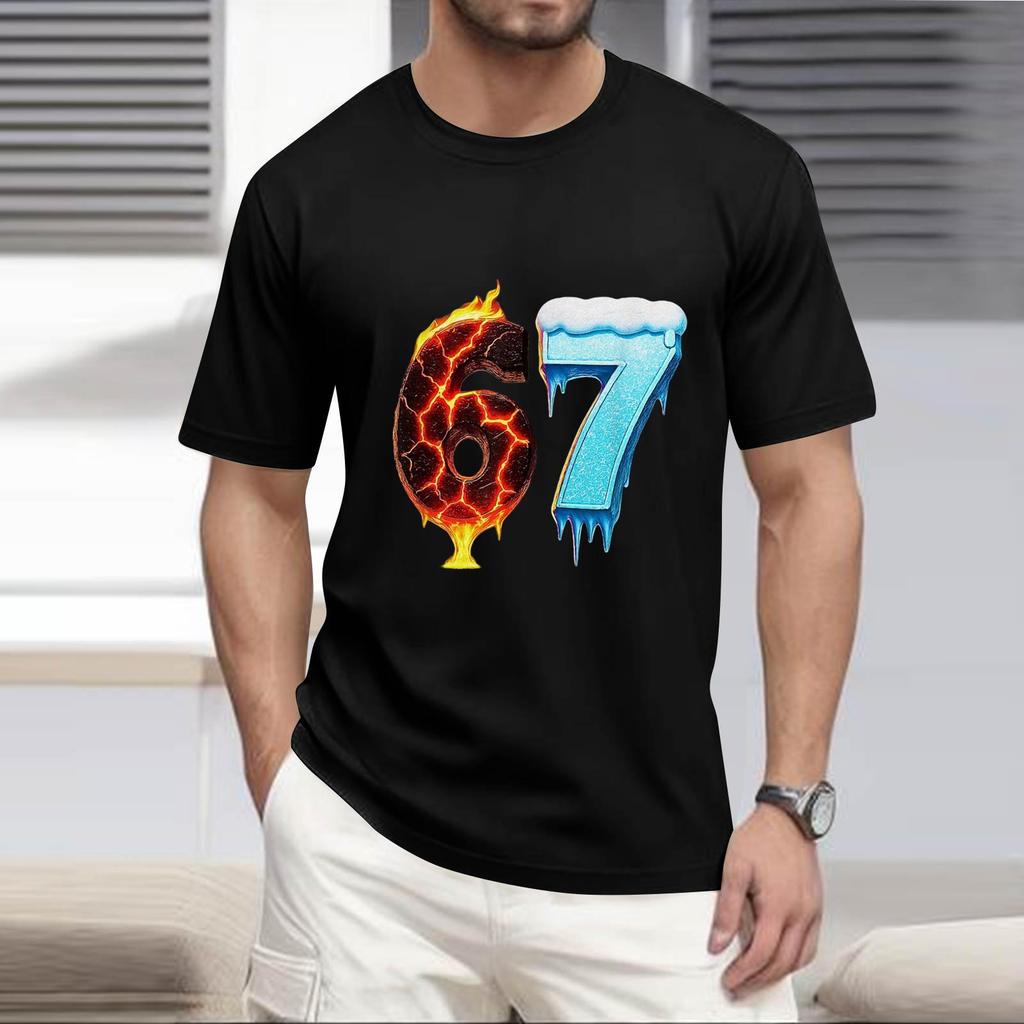 Men's Popular T-shirt Printed Round Neck Short Sleeve T-shirt