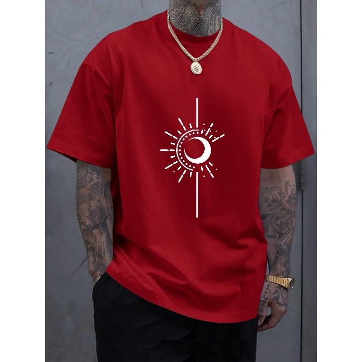 Men's Moon Printed T-shirt Tee O-neck Oversize Top Short Sleeve Casual Clothes for Man Women Fashion Oversized Tops