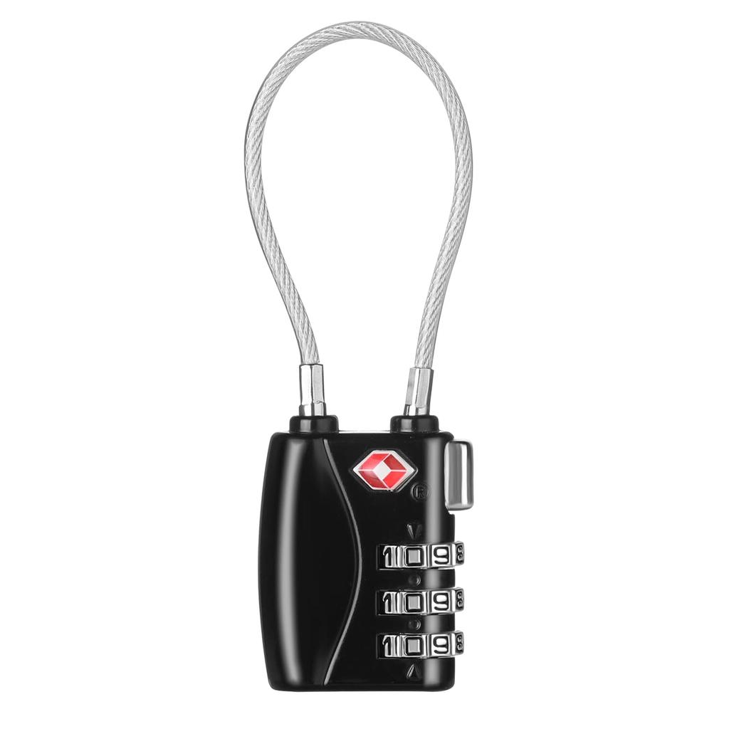 ZHEGE TSA Wire Travel Combination Lock Lock, Padlock, Security, 3-Digit (Black)