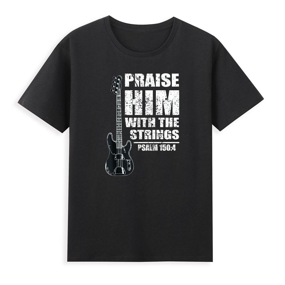 Praise Him With The Strings Christian Worship Bass Guitar Player Retro Tshirt S