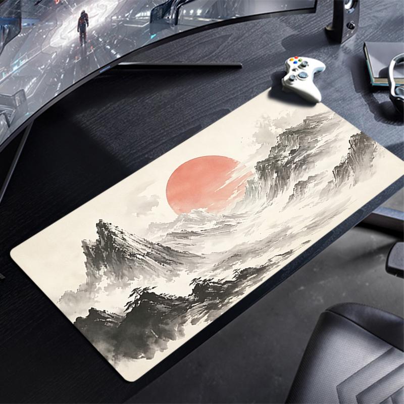 Mouse Pad Ink Wash Mountain Sunset Professional Esports Game Players Speed Lock Edge Rubber Game Desk Mousepad Keyboard Mat