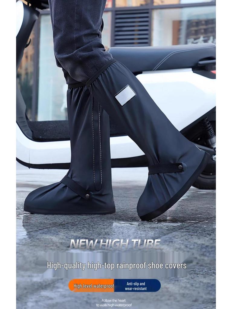 Waterproof Non-Slip High-Top Rain & Snow Shoe Covers for Outdoor Cycling - Unisex, Wear-Resistant, Sandproof, Thickened