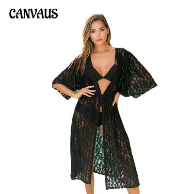 Damen Strandüberzug aus Spitzennetz, Sunbrella-Bikini-Außenjacke