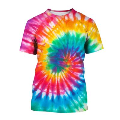Νέο Πολύχρωμο Μοτίβο Tie Dye 3D Εκτύπωση Μεγάλο Ανδρικό T-shirt Μοντέρνο Casual T-shirt με Στρογγυλή Λαιμόκοψη Καλοκαιρινά Top