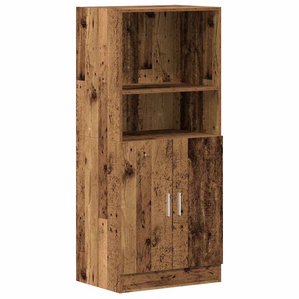 3 piece kitchen cabinet set with rustic wood effect engineered wood