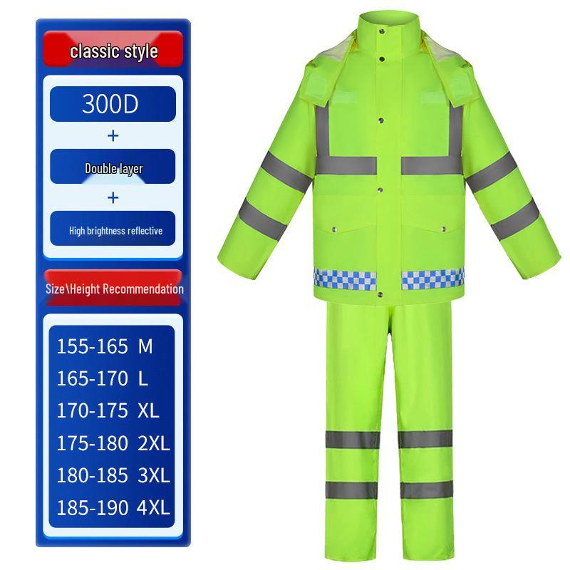 Men's Full-Body Reflective Raincoat and Pants Set - Anti-Storm Riding Gear for Labor Protection